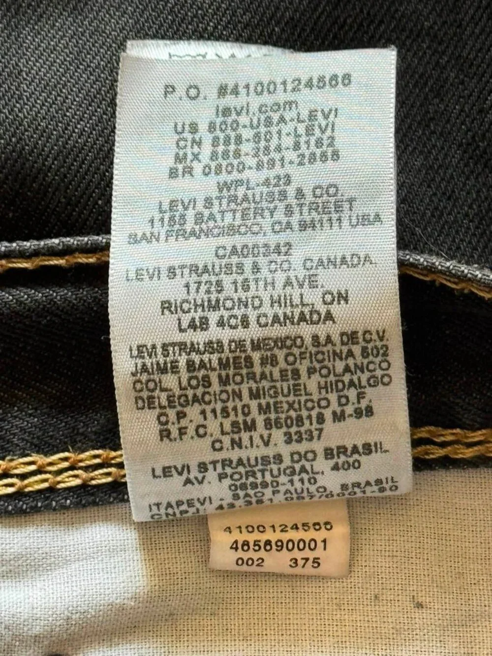 Levi's 569 Loose Straight Jeans Mens 36x32 Black Dark Wash Denim Flap Pocket